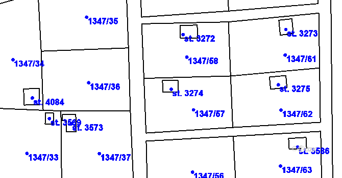 Parcela st. 3274 v KÚ Polička, Katastrální mapa