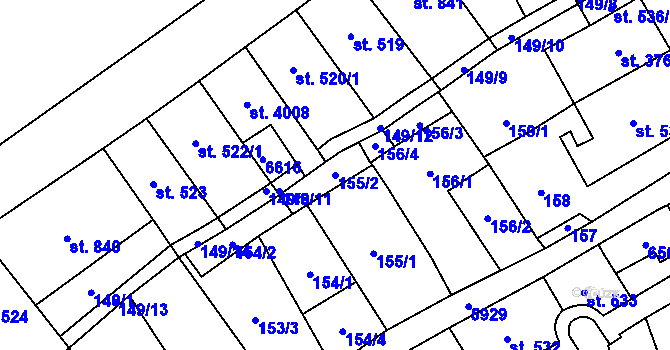 Parcela st. 155/2 v KÚ Polička, Katastrální mapa