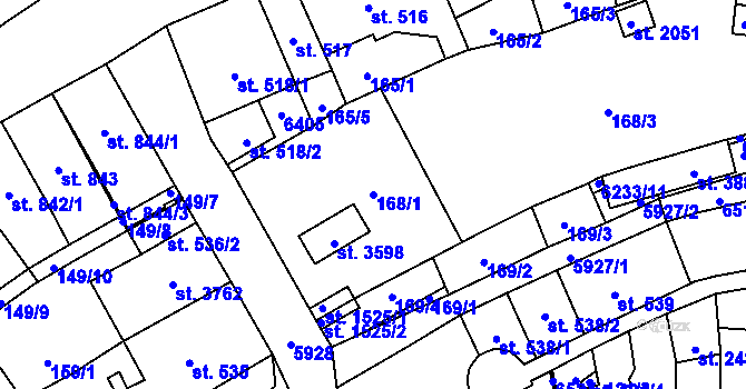 Parcela st. 168/1 v KÚ Polička, Katastrální mapa