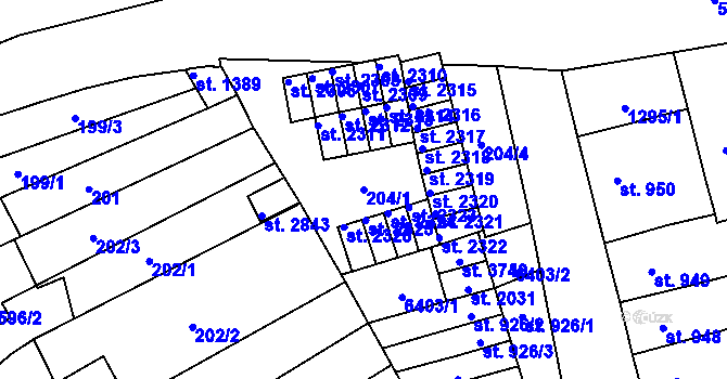 Parcela st. 204/1 v KÚ Polička, Katastrální mapa