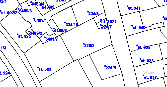 Parcela st. 226/2 v KÚ Polička, Katastrální mapa