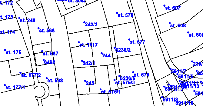 Parcela st. 244 v KÚ Polička, Katastrální mapa