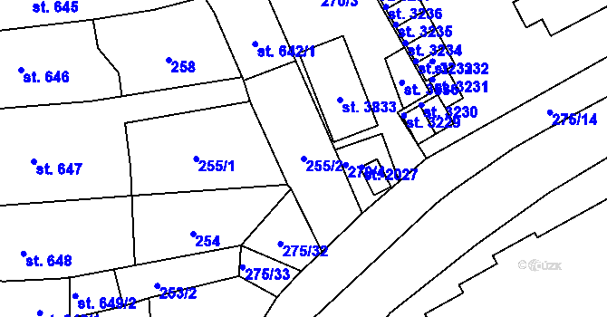 Parcela st. 255/2 v KÚ Polička, Katastrální mapa