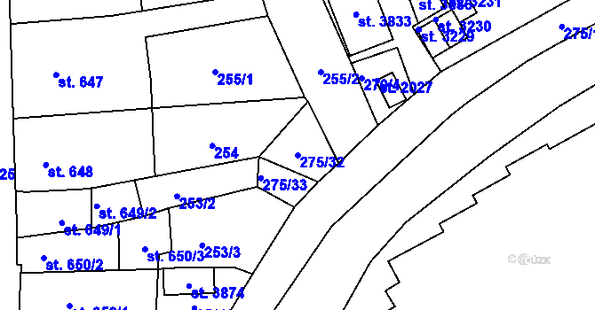 Parcela st. 275/32 v KÚ Polička, Katastrální mapa