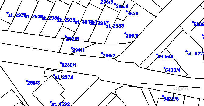 Parcela st. 296/2 v KÚ Polička, Katastrální mapa