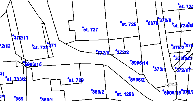 Parcela st. 372/1 v KÚ Polička, Katastrální mapa