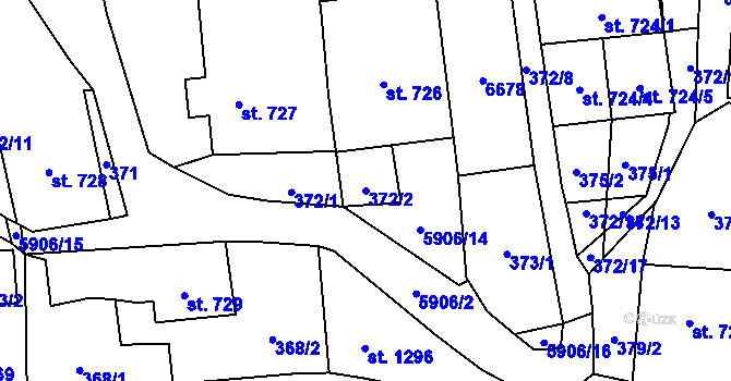 Parcela st. 372/2 v KÚ Polička, Katastrální mapa
