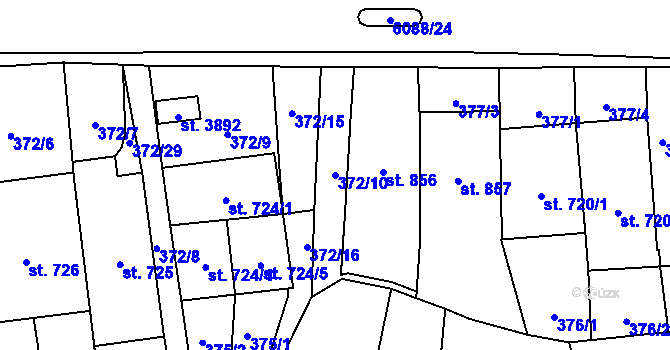 Parcela st. 372/10 v KÚ Polička, Katastrální mapa
