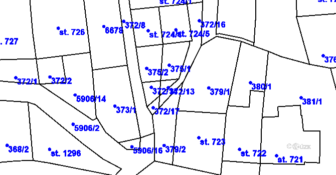 Parcela st. 372/13 v KÚ Polička, Katastrální mapa