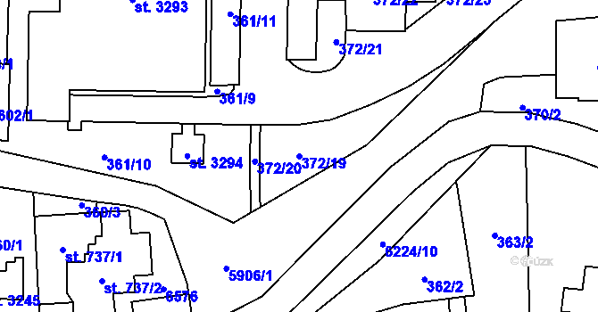 Parcela st. 372/19 v KÚ Polička, Katastrální mapa