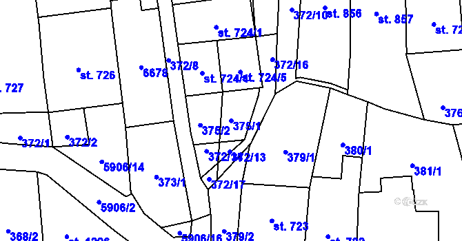 Parcela st. 375/1 v KÚ Polička, Katastrální mapa