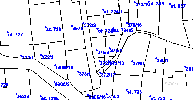 Parcela st. 375/2 v KÚ Polička, Katastrální mapa
