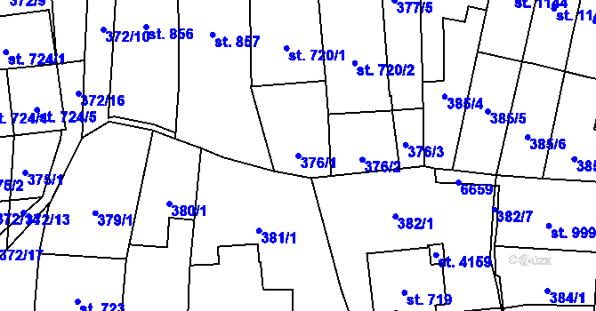 Parcela st. 376/1 v KÚ Polička, Katastrální mapa