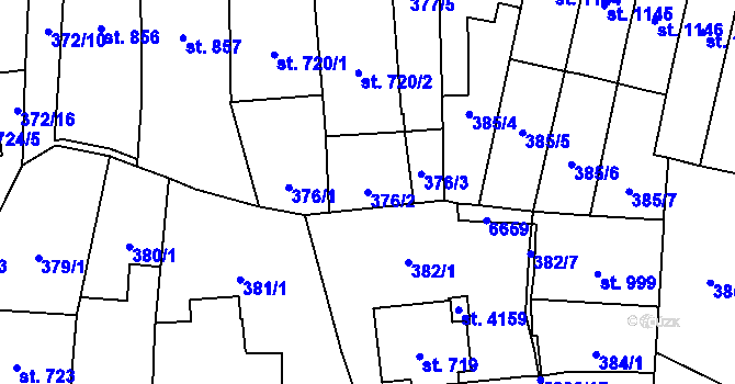 Parcela st. 376/2 v KÚ Polička, Katastrální mapa