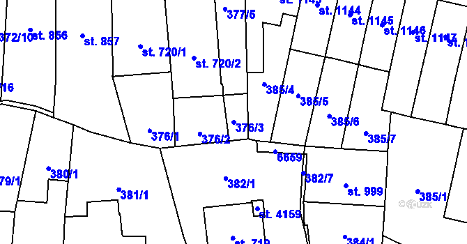 Parcela st. 376/3 v KÚ Polička, Katastrální mapa