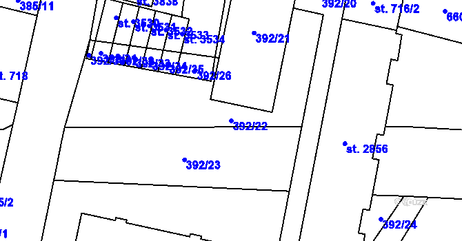 Parcela st. 392/22 v KÚ Polička, Katastrální mapa