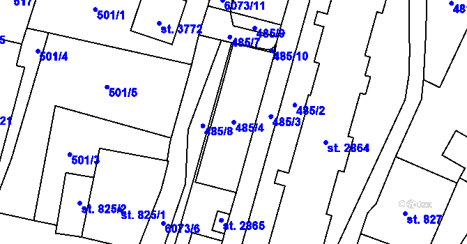 Parcela st. 485/4 v KÚ Polička, Katastrální mapa