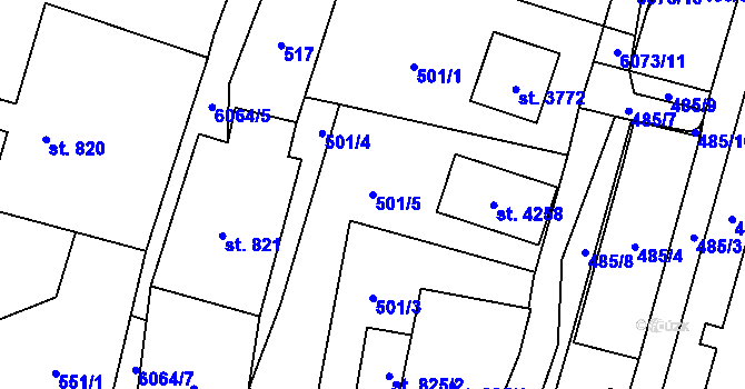 Parcela st. 501/5 v KÚ Polička, Katastrální mapa