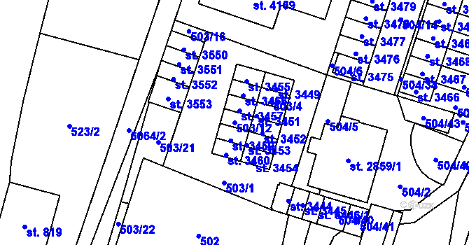 Parcela st. 503/12 v KÚ Polička, Katastrální mapa
