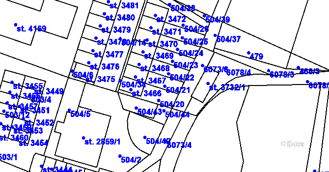 Parcela st. 504/21 v KÚ Polička, Katastrální mapa