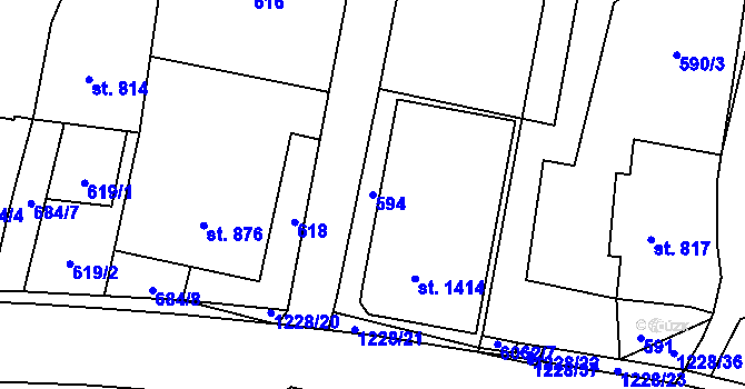 Parcela st. 594 v KÚ Polička, Katastrální mapa