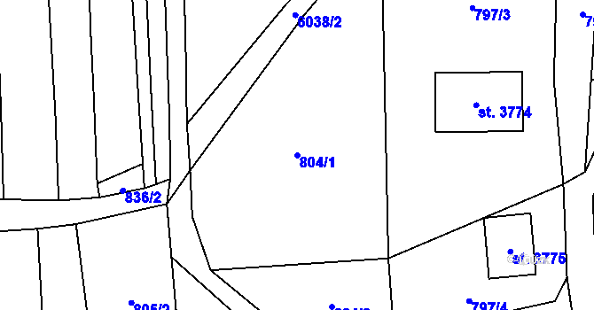 Parcela st. 804/1 v KÚ Polička, Katastrální mapa