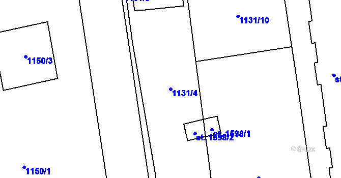 Parcela st. 1131/4 v KÚ Polička, Katastrální mapa