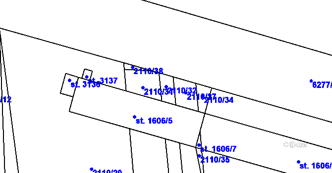 Parcela st. 2110/32 v KÚ Polička, Katastrální mapa