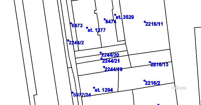 Parcela st. 2244/20 v KÚ Polička, Katastrální mapa