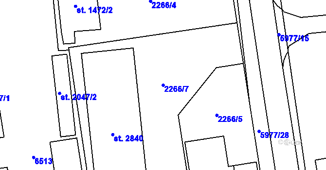 Parcela st. 2266/7 v KÚ Polička, Katastrální mapa