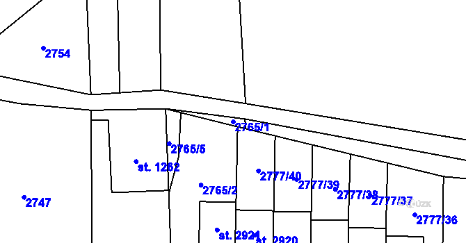Parcela st. 2765/1 v KÚ Polička, Katastrální mapa