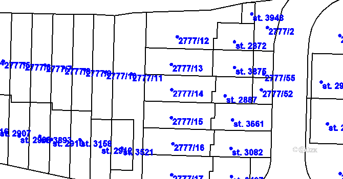 Parcela st. 2777/14 v KÚ Polička, Katastrální mapa