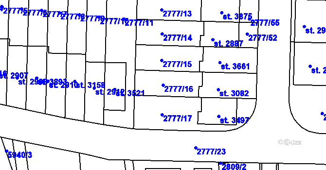 Parcela st. 2777/16 v KÚ Polička, Katastrální mapa