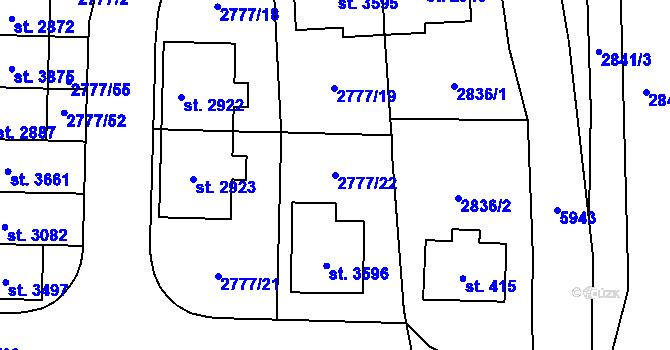 Parcela st. 2777/22 v KÚ Polička, Katastrální mapa