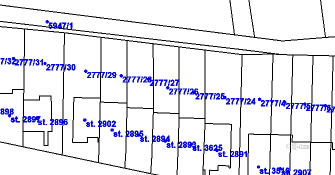 Parcela st. 2777/26 v KÚ Polička, Katastrální mapa