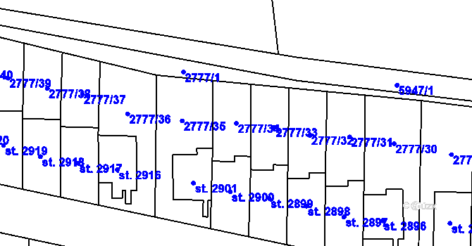 Parcela st. 2777/34 v KÚ Polička, Katastrální mapa
