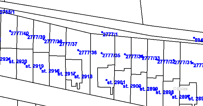 Parcela st. 2777/35 v KÚ Polička, Katastrální mapa