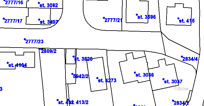 Parcela st. 2825/2 v KÚ Polička, Katastrální mapa