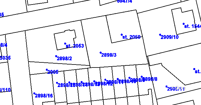 Parcela st. 2898/3 v KÚ Polička, Katastrální mapa