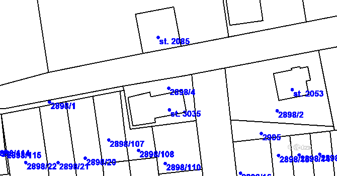 Parcela st. 2898/4 v KÚ Polička, Katastrální mapa