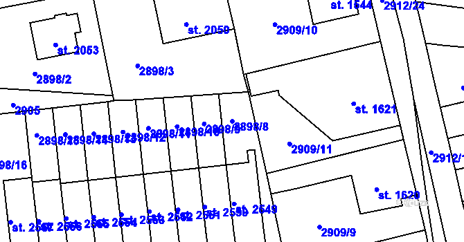 Parcela st. 2898/8 v KÚ Polička, Katastrální mapa