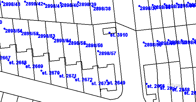 Parcela st. 2898/57 v KÚ Polička, Katastrální mapa