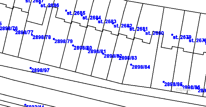 Parcela st. 2898/82 v KÚ Polička, Katastrální mapa