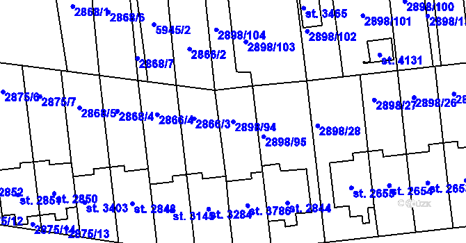 Parcela st. 2898/94 v KÚ Polička, Katastrální mapa