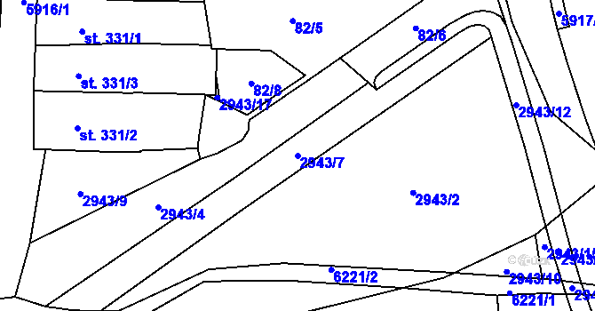 Parcela st. 2943/7 v KÚ Polička, Katastrální mapa
