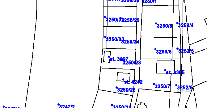 Parcela st. 3250/34 v KÚ Polička, Katastrální mapa