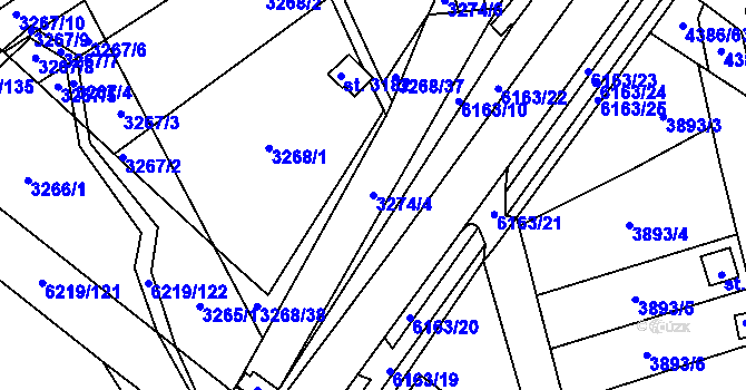 Parcela st. 3274/4 v KÚ Polička, Katastrální mapa
