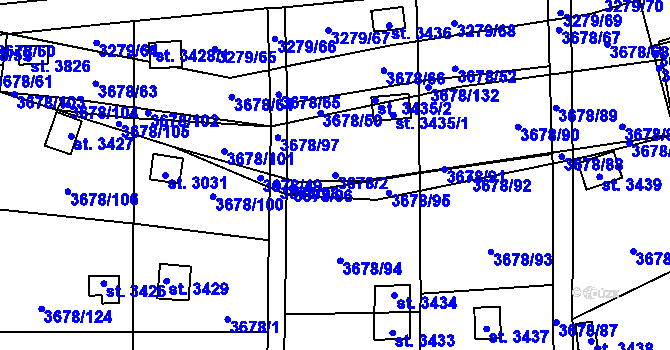 Parcela st. 3678/2 v KÚ Polička, Katastrální mapa