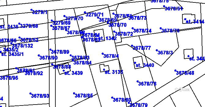 Parcela st. 3678/4 v KÚ Polička, Katastrální mapa