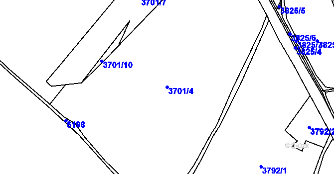Parcela st. 3701/4 v KÚ Polička, Katastrální mapa